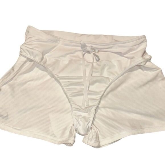 Nike Dri-Fit White Mesh Knit Pull-on Crew Athletic Running Shorts Ladies Medium - Picture 7 of 9